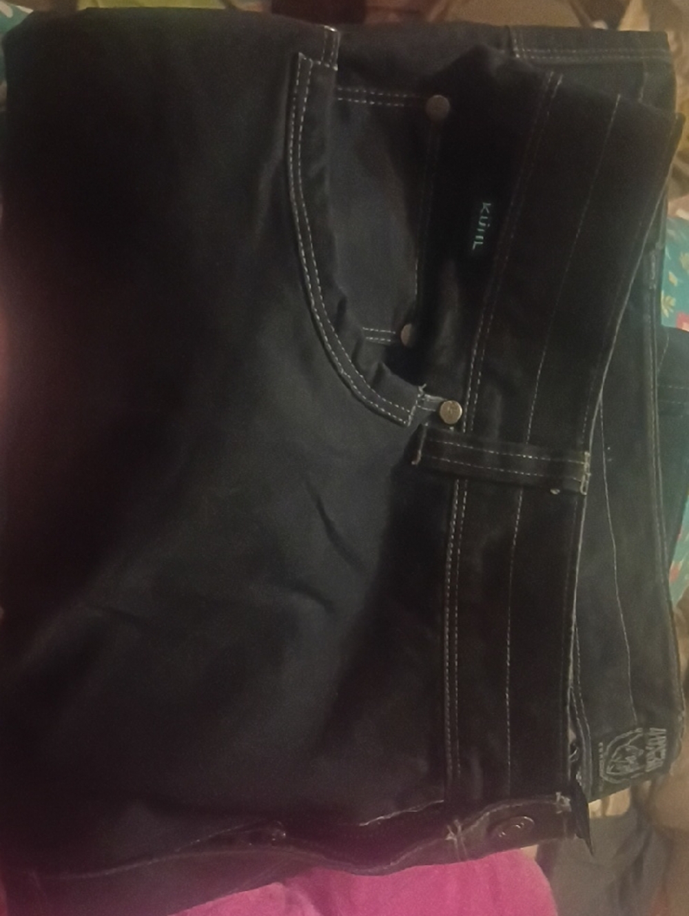 40x30 Kuhl Mens Black Dark  Jeans with Contrast Stitching